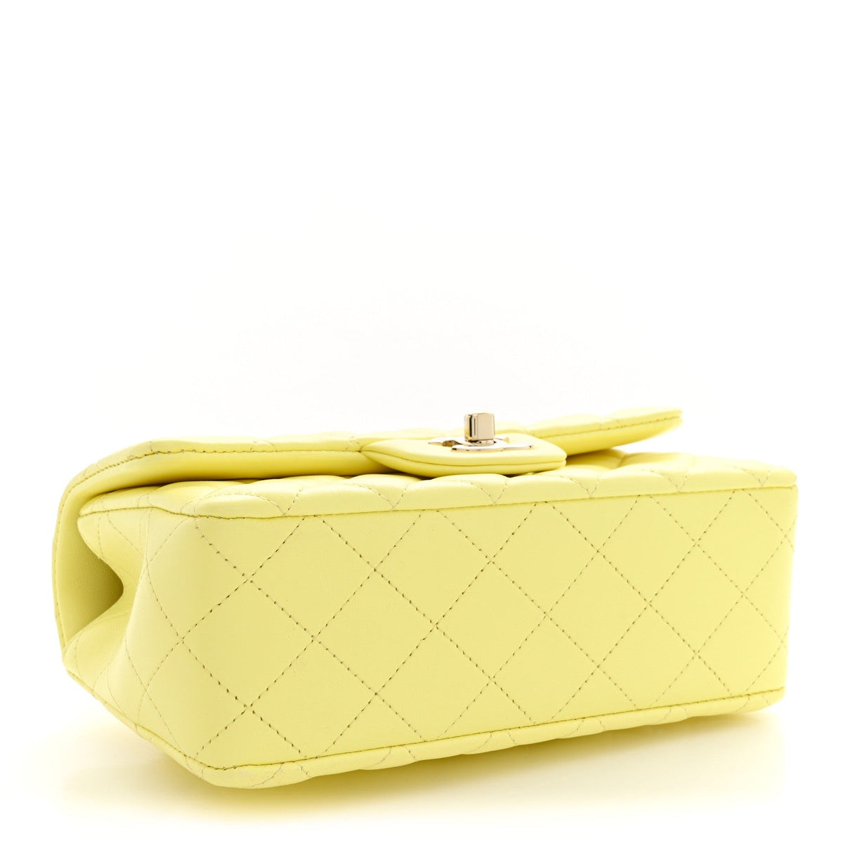 Lambskin Quilted Mini Chain Top Handle Rectangular Flap Light Yellow