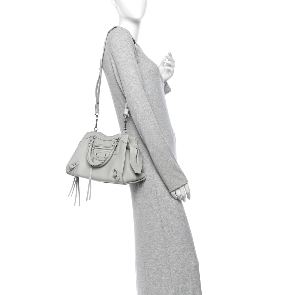 Grained Calfskin Neo Classic Silver Hardware S City Light Grey