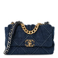 Denim Quilted Medium Chanel 19 Flap Blue