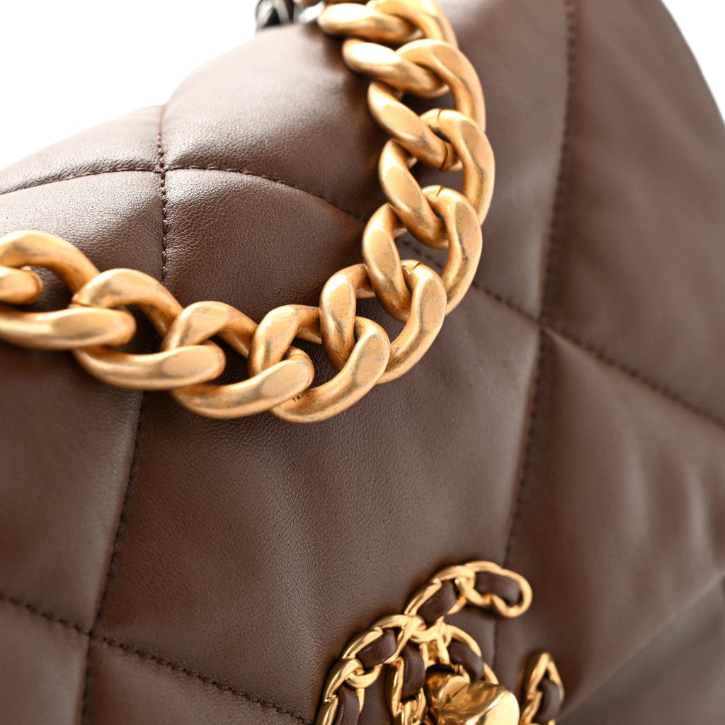 Lambskin Quilted Medium Chanel 19 Flap Dark Brown