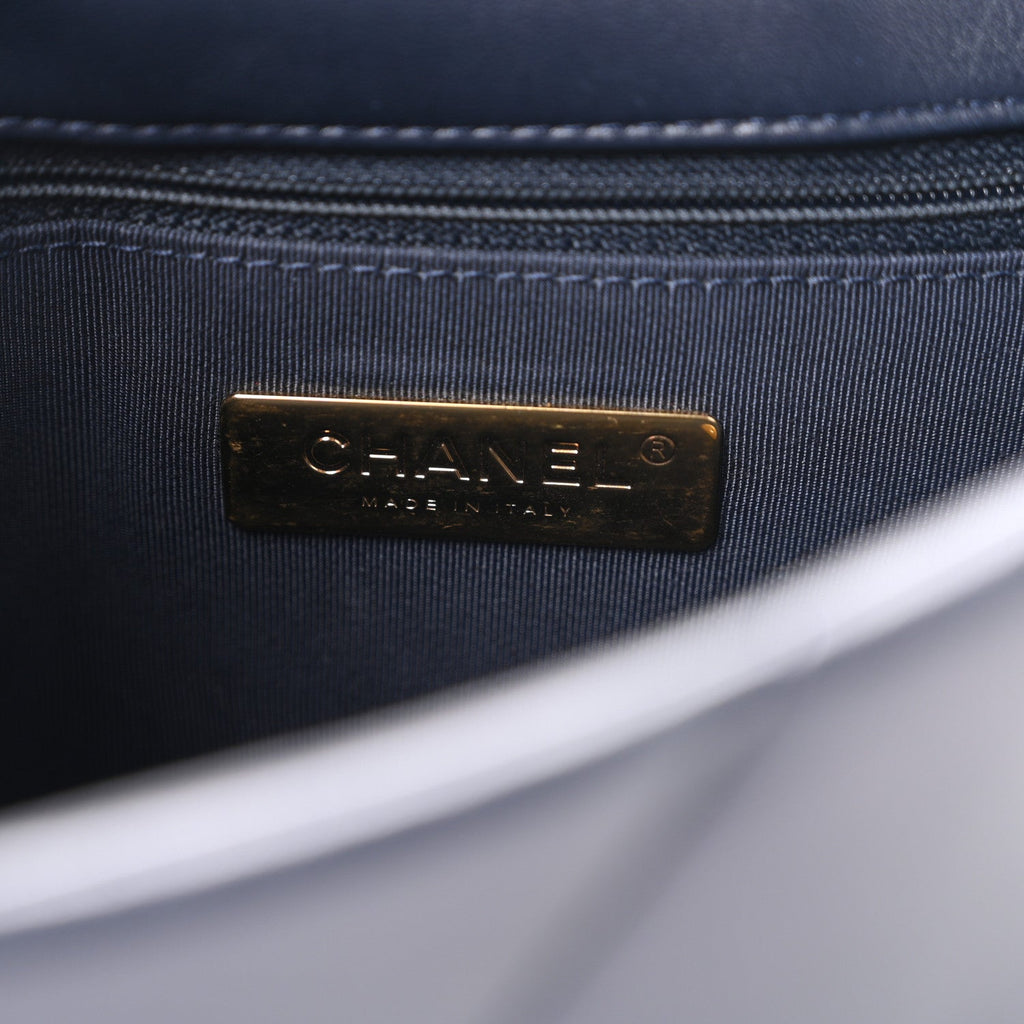 Lambskin Quilted Medium Chanel 19 Flap Navy Blue