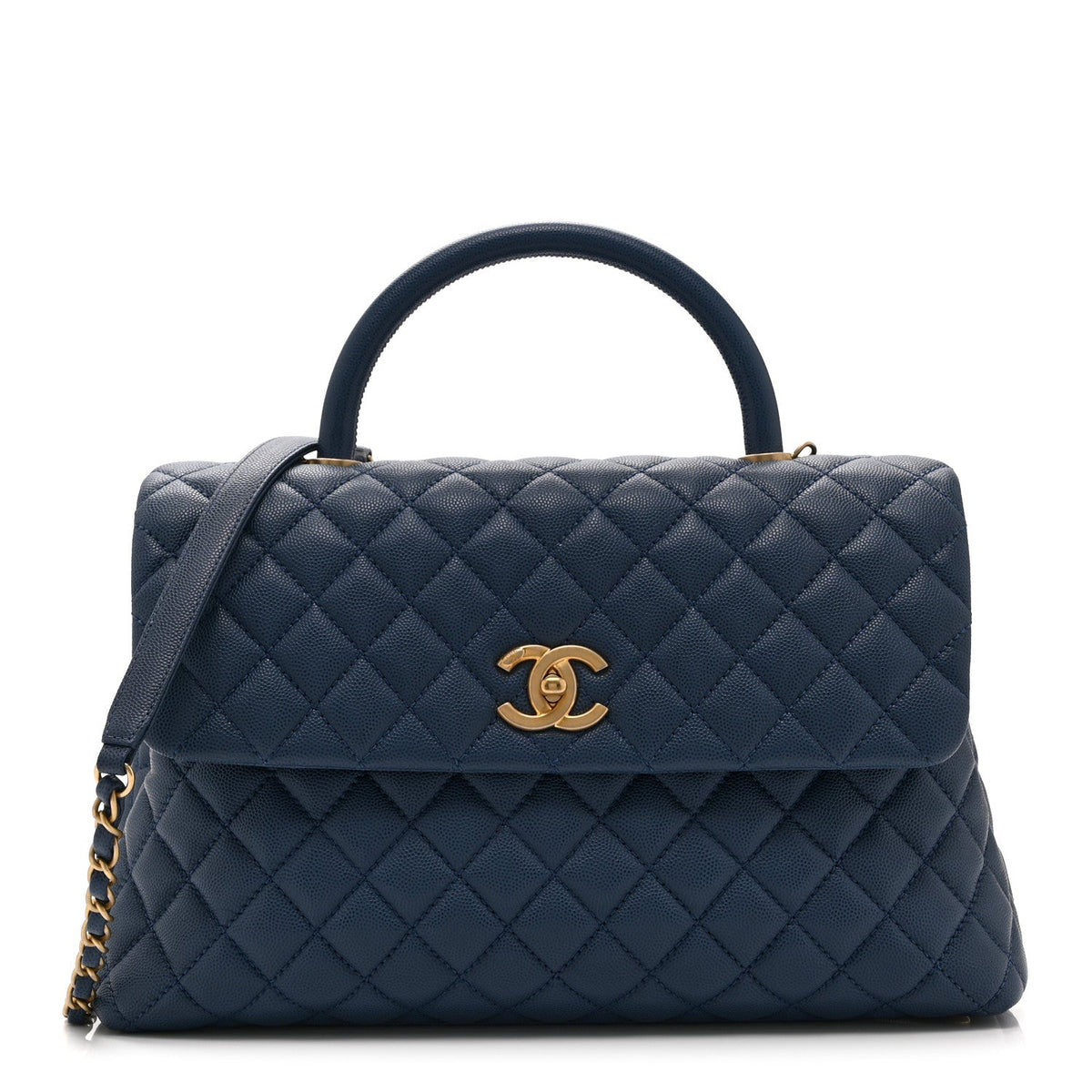 Caviar Quilted Medium Coco Handle Flap Blue