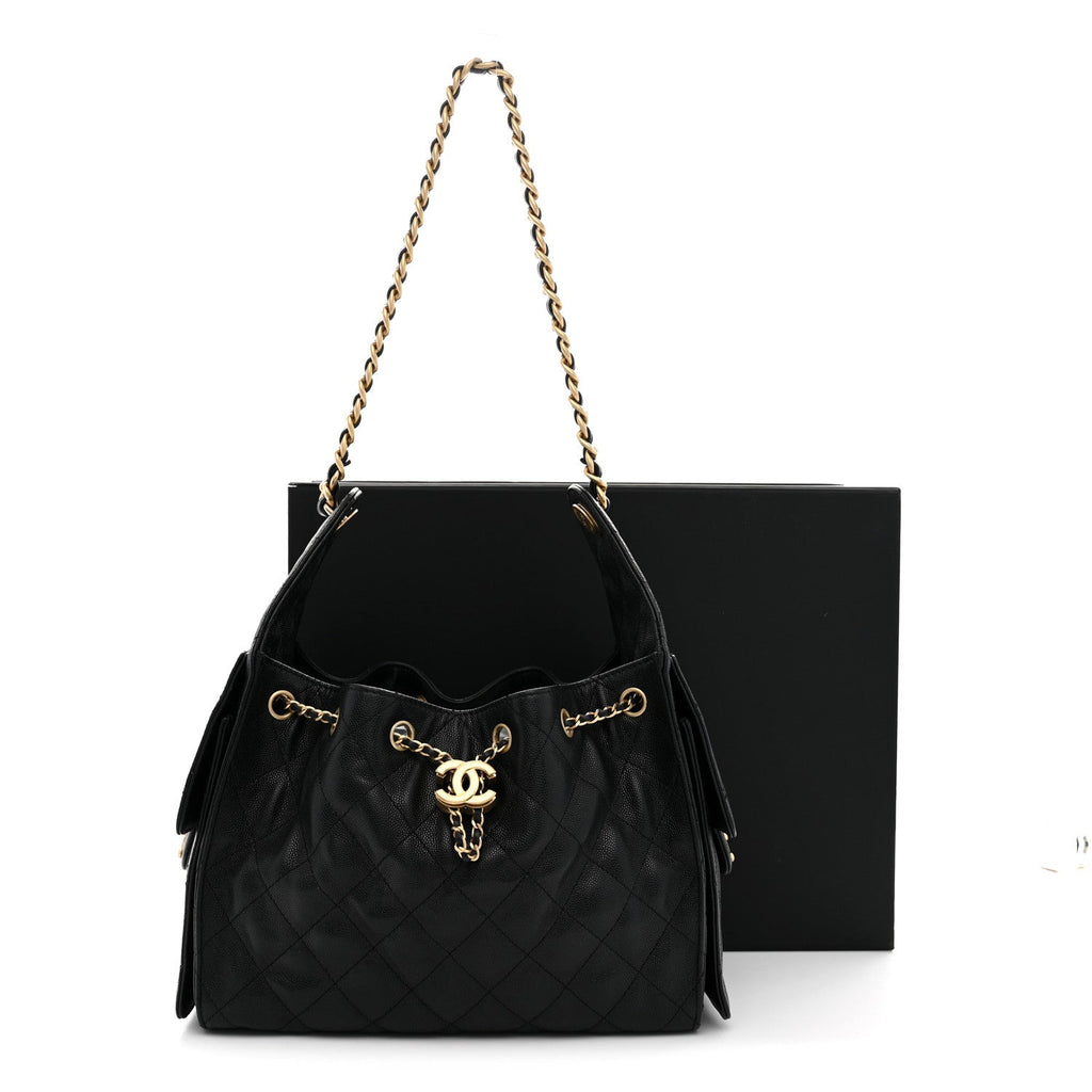 Caviar Quilted Small Chanel 25 Handbag Black