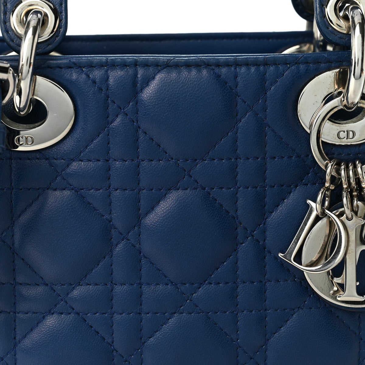 Lambskin Cannage Mini Lady Dior Navy Blue