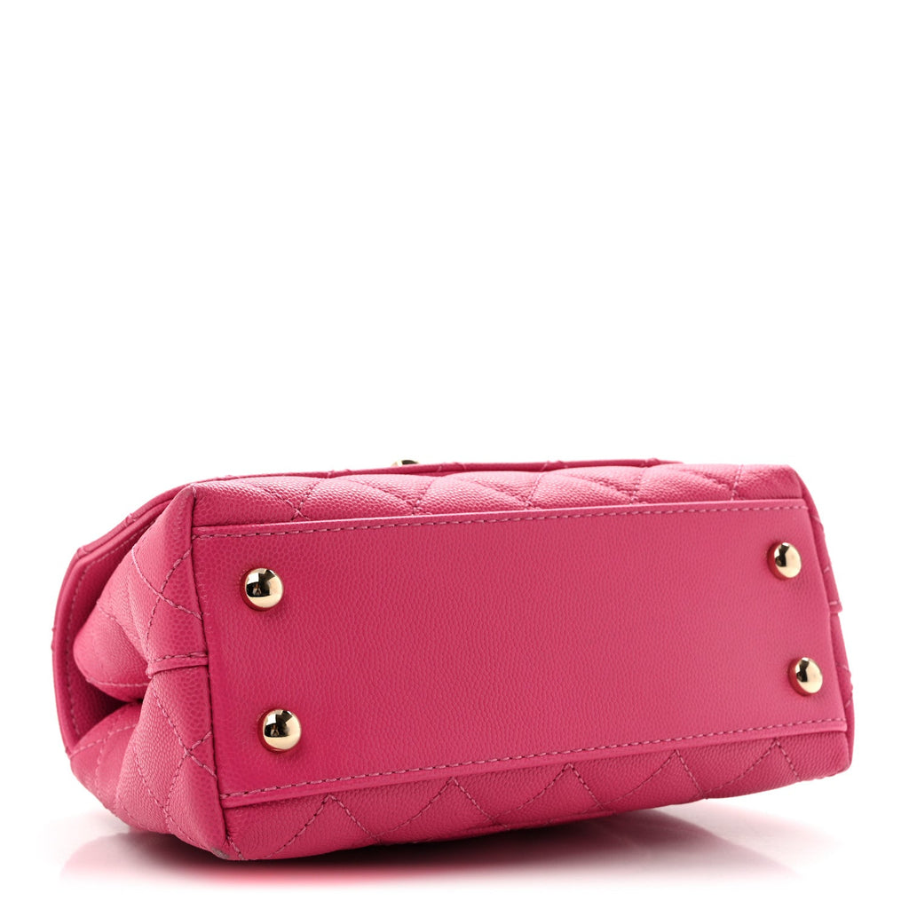 Caviar Quilted Lizard Embossed Extra Mini Coco Handle Flap Pink