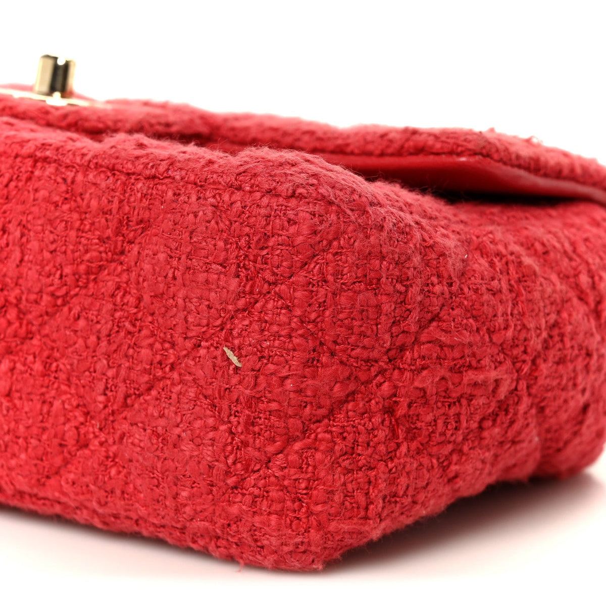 Tweed Quilted Mini Rectangular Flap Red