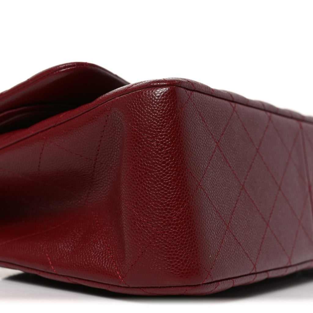 Caviar Quilted Jumbo Double Flap Burgundy
