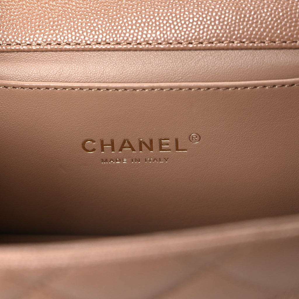 Caviar Quilted Mini Coco First Flap Beige