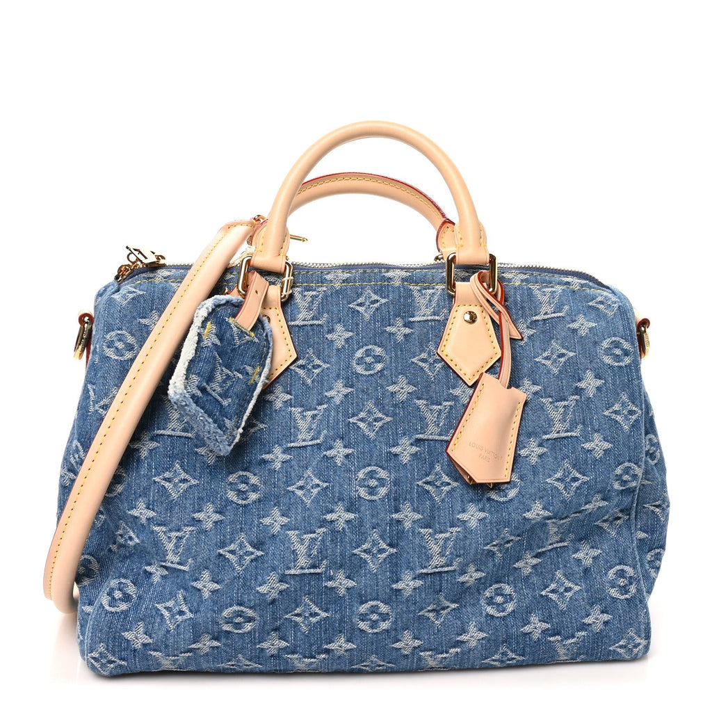 Monogram Denim Speedy Soft 30 Blue