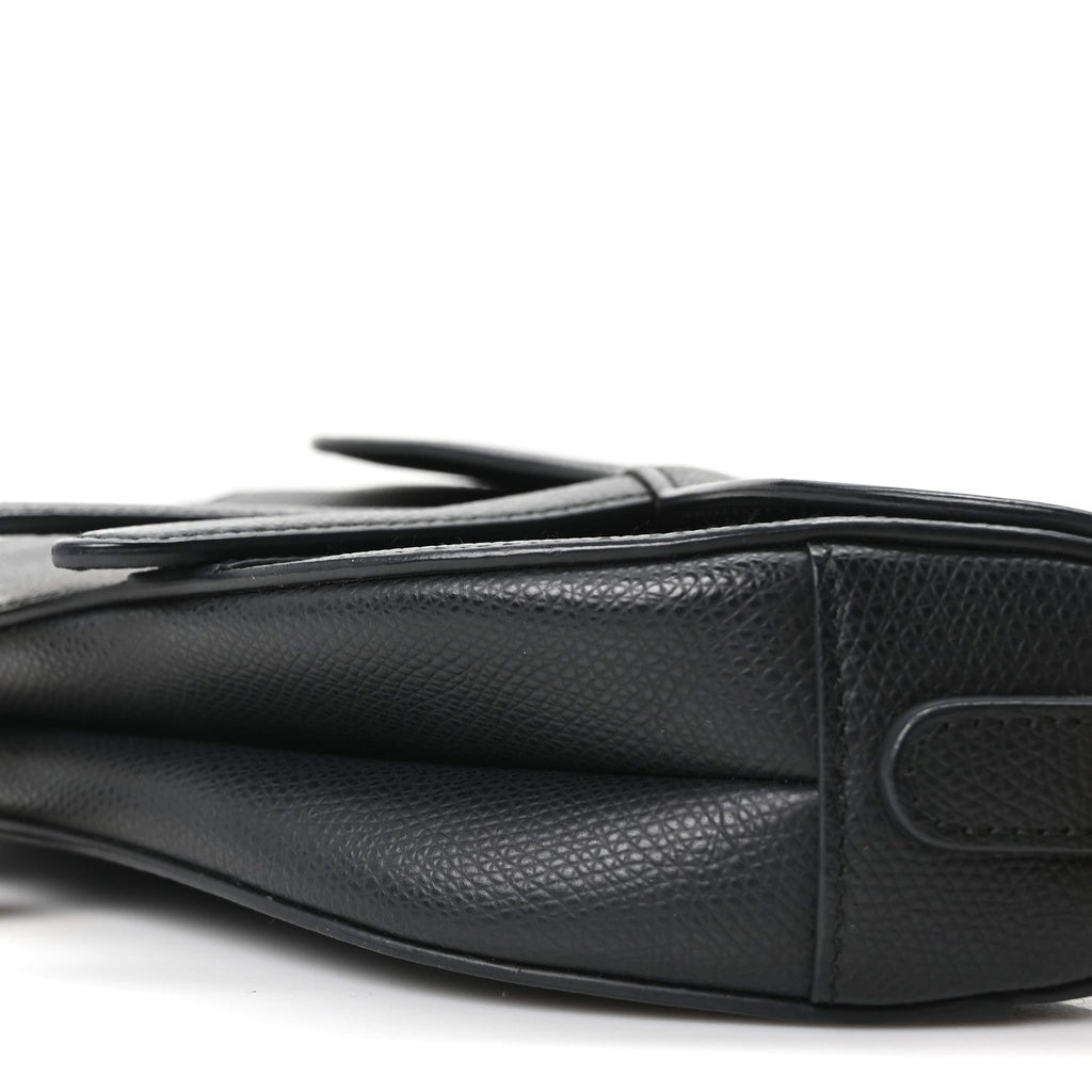 Grained Calfskin Mini Saddle Bag Black