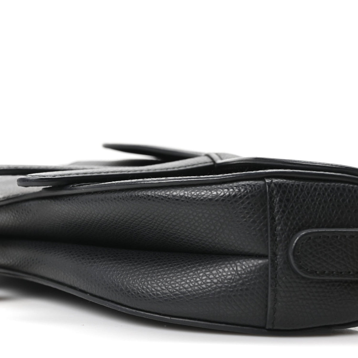 Grained Calfskin Mini Saddle Bag Black