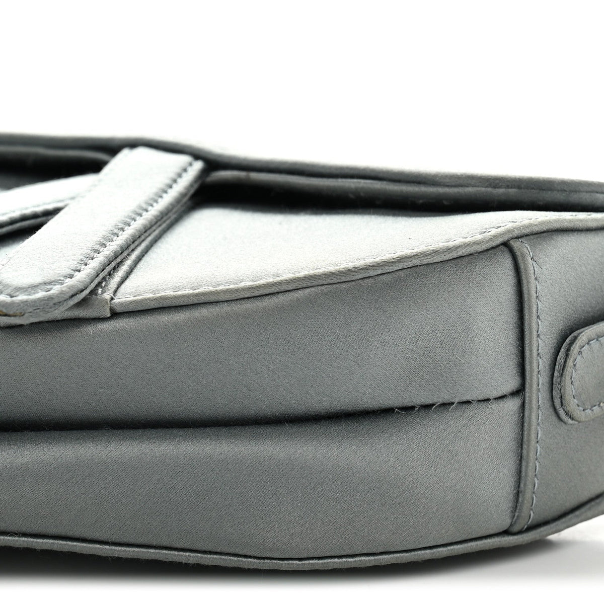 Satin Crystal Mini Saddle Bag Blue Gray