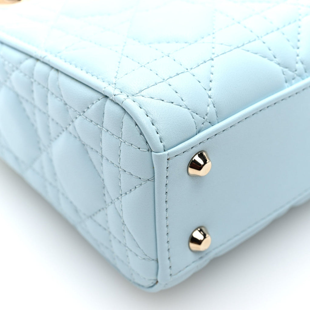 Lambskin Cannage Mini Bi-Color Lady Dior Celeste Multicolor