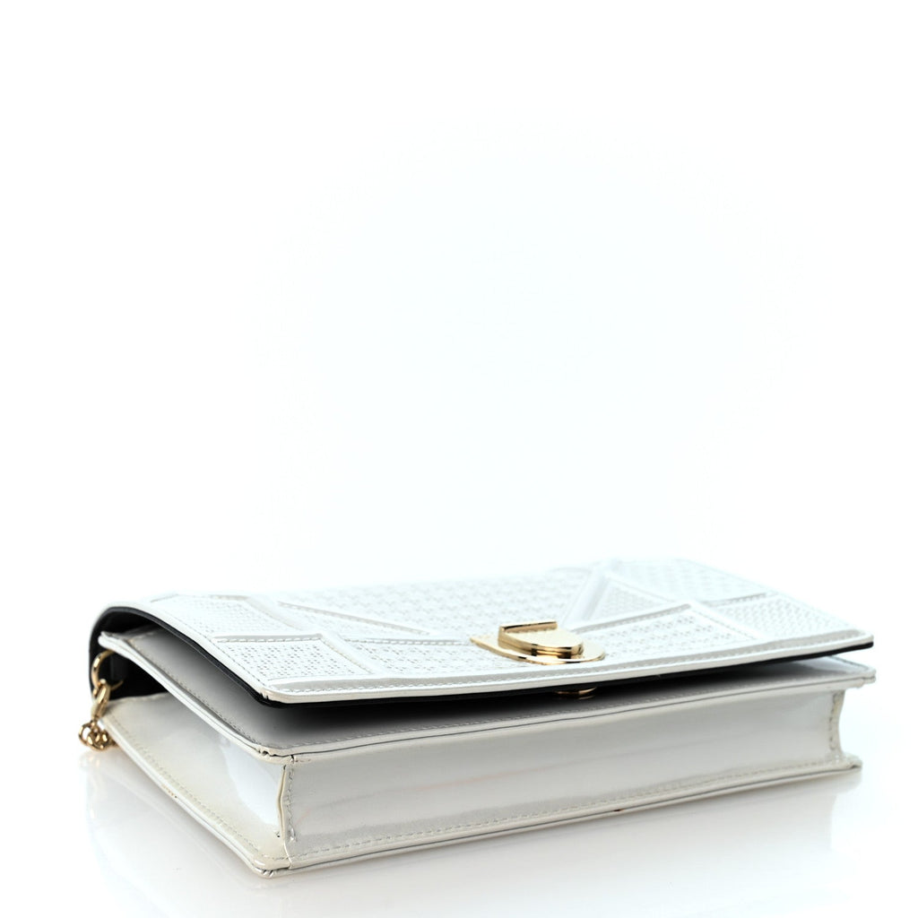 Patent Micro-Cannage Diorama Wallet on Chain Pouch White