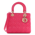 Lambskin Cannage Medium Lady Dior Fuchsia