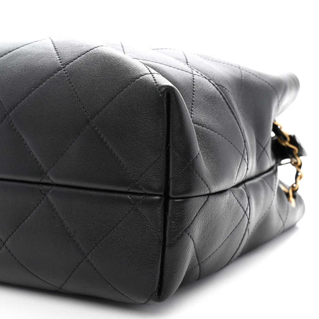 Calfskin Quilted Small Coco Base Shopping Bag Black