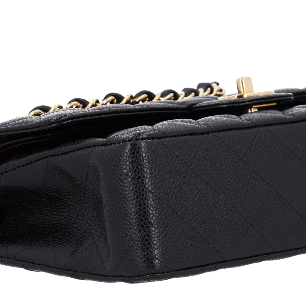 Caviar Quilted Medium Double Flap Black
