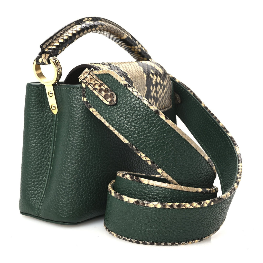 Taurillon Snakeskin Mini Capucines Emeraude Green