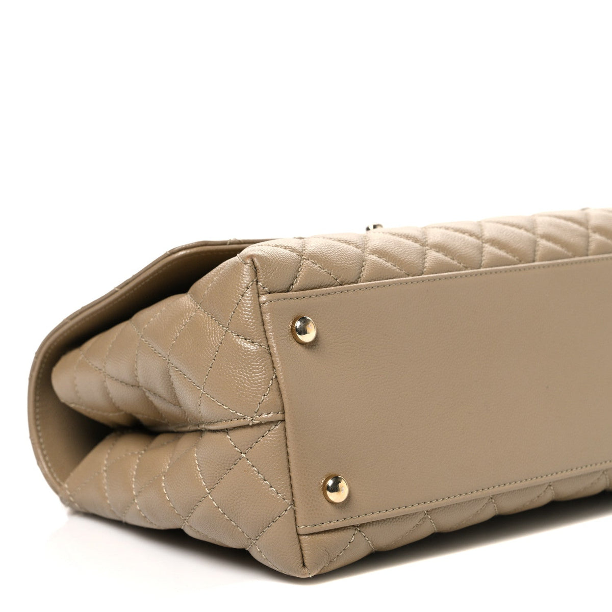 Caviar Lizard Embossed Quilted Small Coco Handle Flap Dark Beige