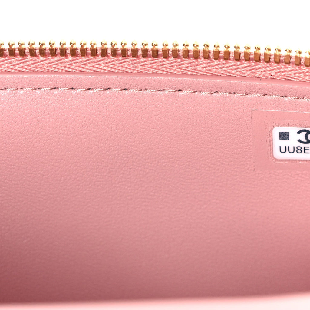 Calfskin Crocodile Embossed Crococo Exoticoco Vanity With Chain Light Pink