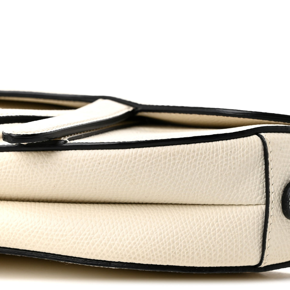 Grained Calfskin Mini Saddle Bag White