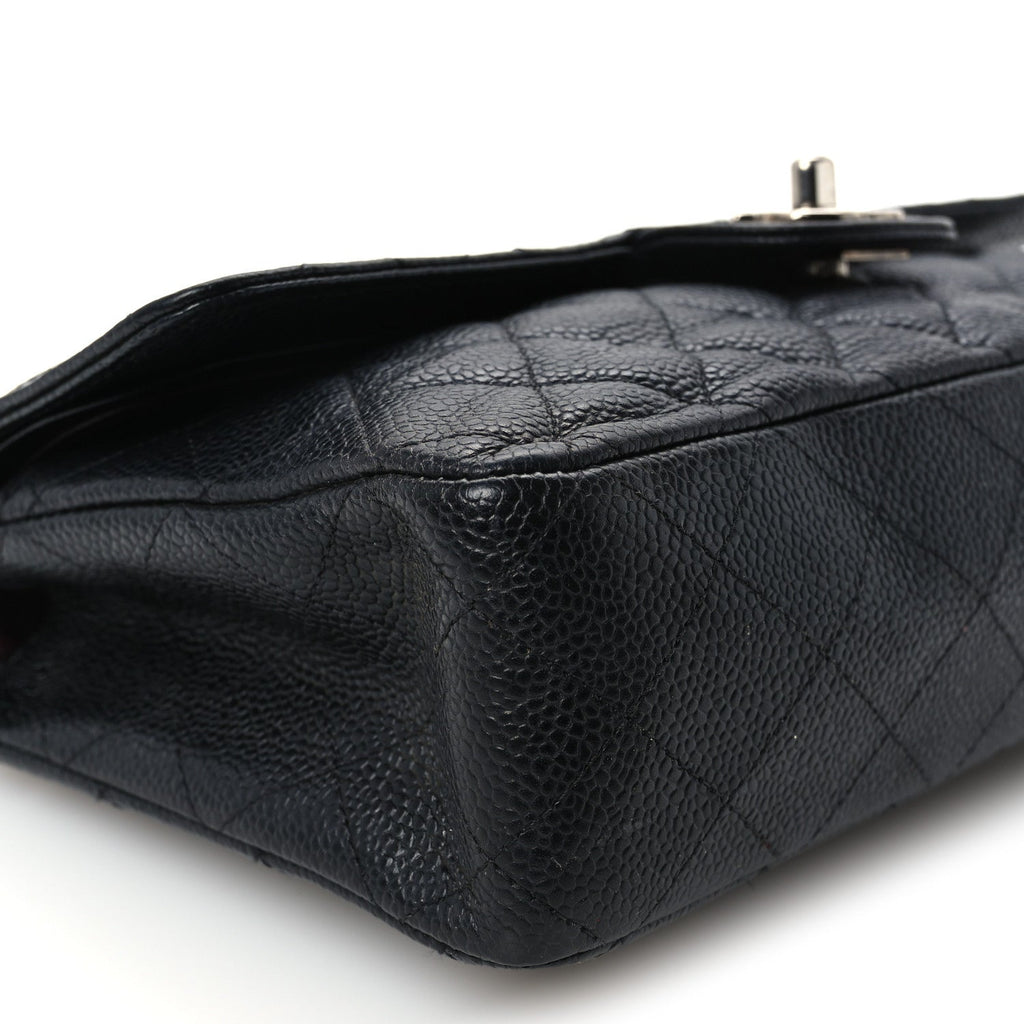 Caviar Quilted Medium Double Flap Black