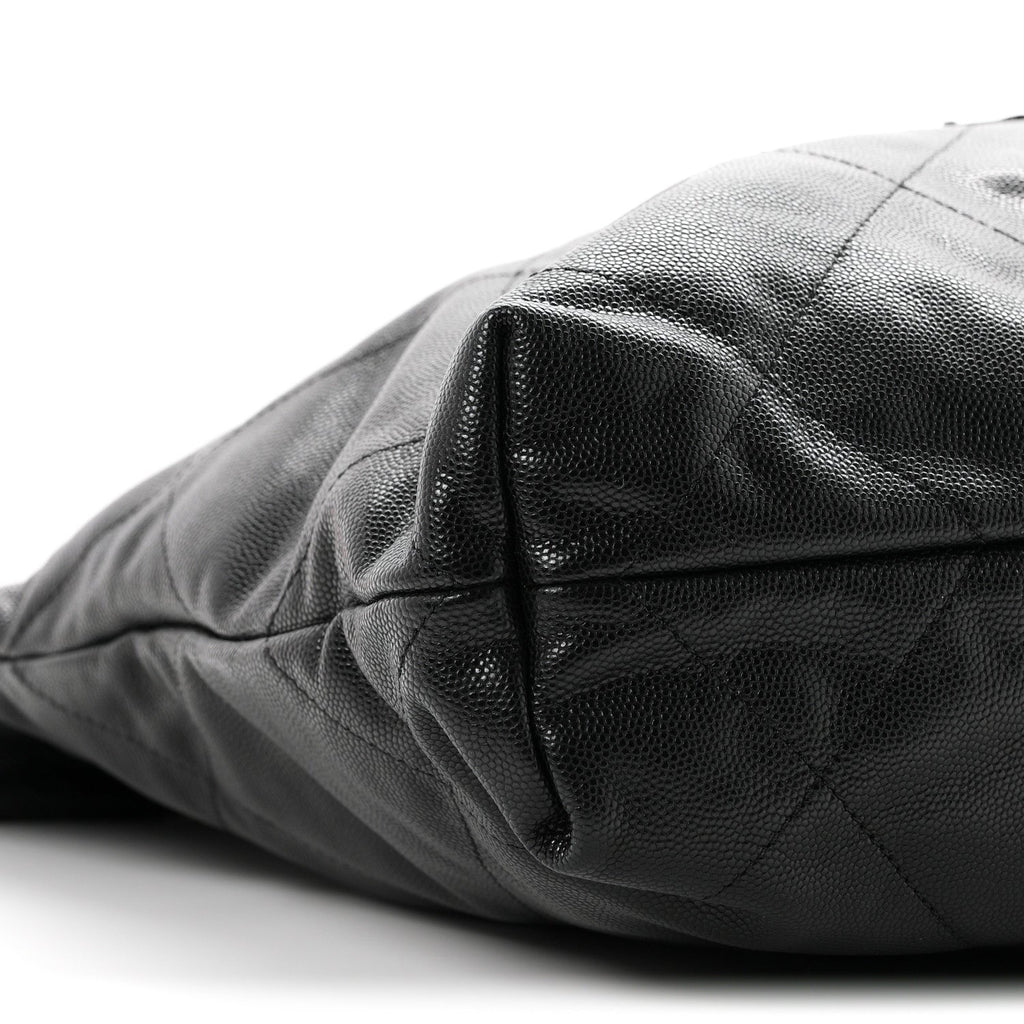Shiny Caviar Quilted Monochrome Small Chanel 22  Black