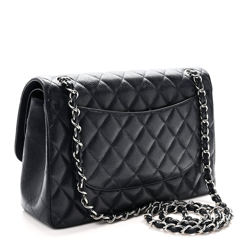 Caviar Quilted Jumbo Double Flap Navy Blue Navy Blue