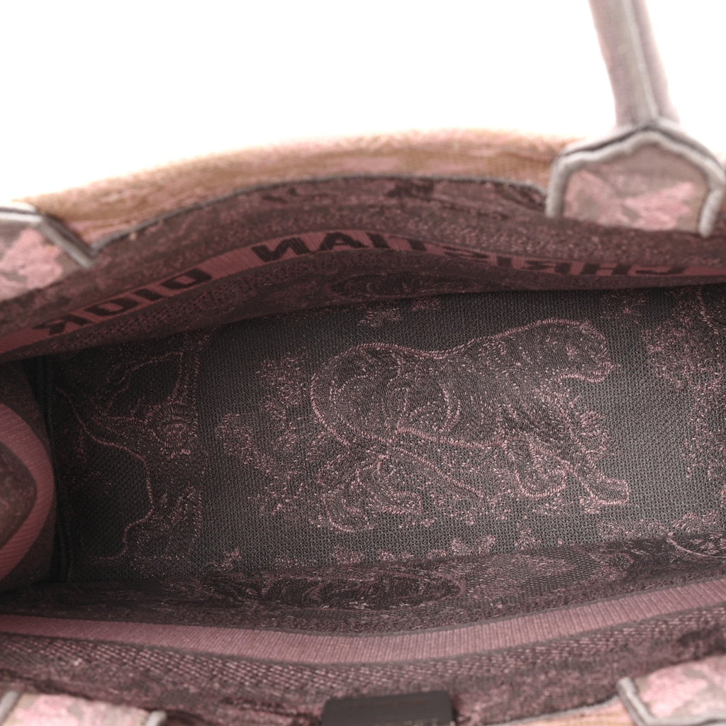 Canvas Embroidered Medium Dioriviera Toile De Jouy Book Tote Pink Grey