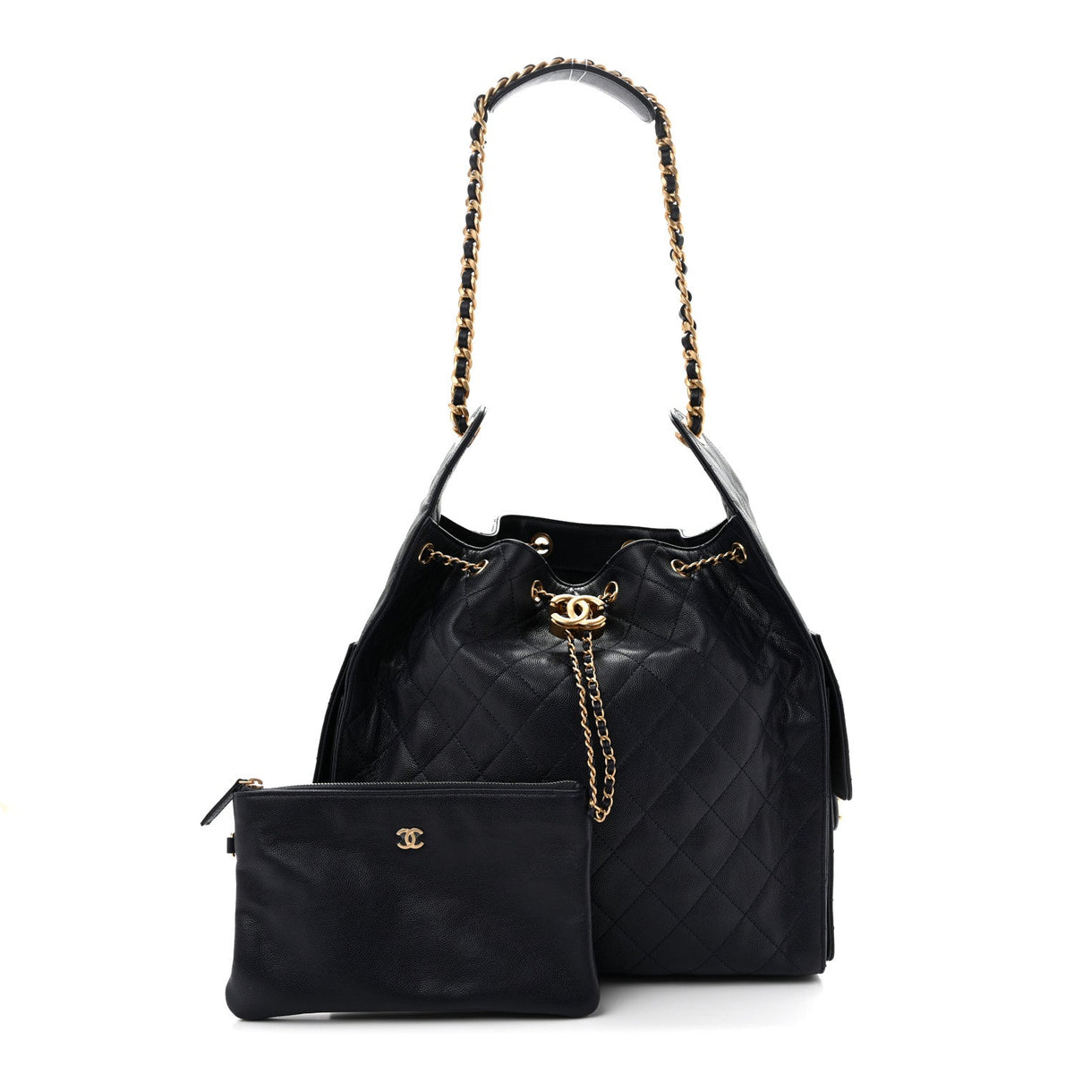 Caviar Quilted Medium Chanel 25 Handbag Dark Navy