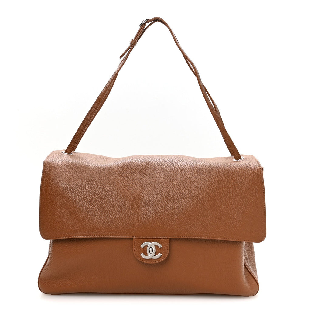 Grained Calfskin Souplissimo Maxi Flap Camel