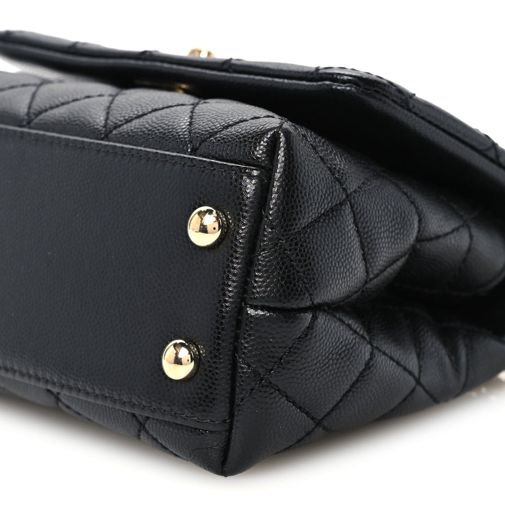 Caviar Quilted Extra Mini Coco Handle Flap Black