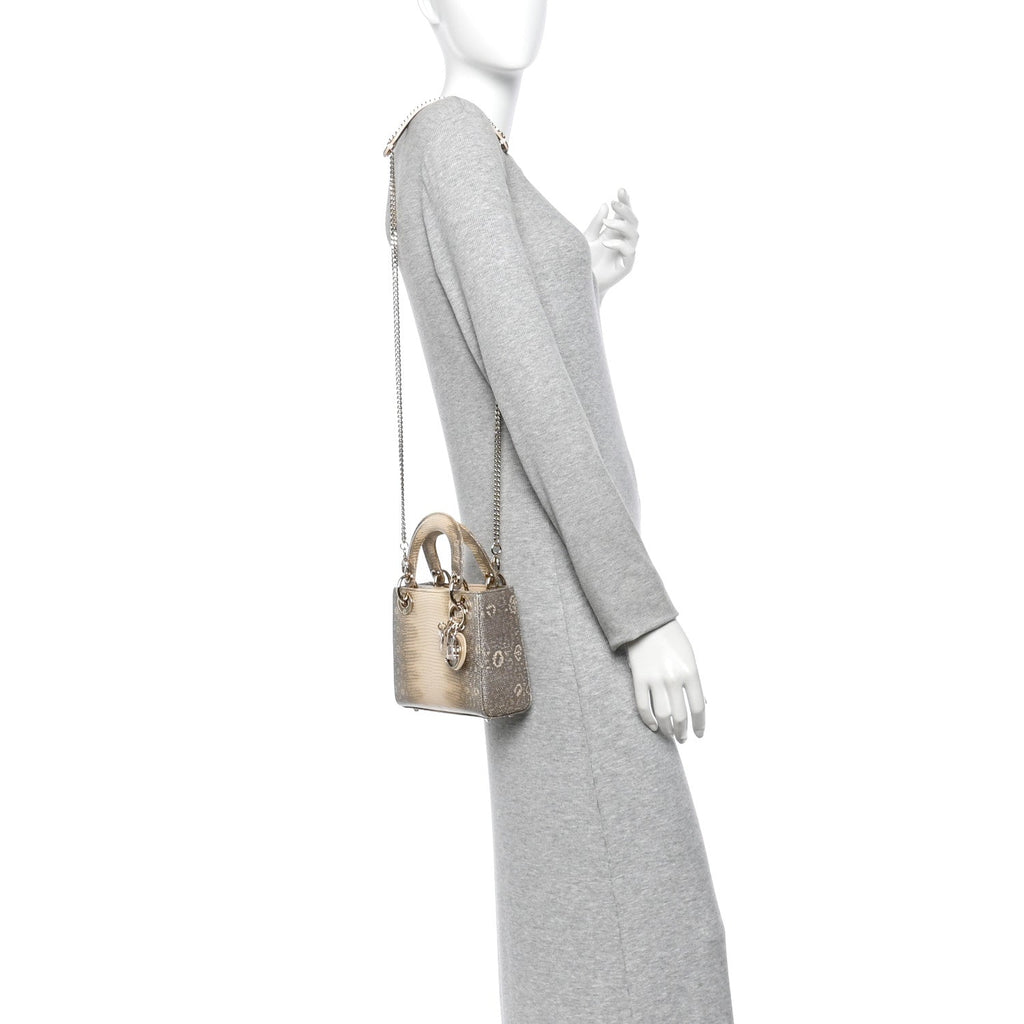 Lizard Ombre Mini Lady Dior Natural