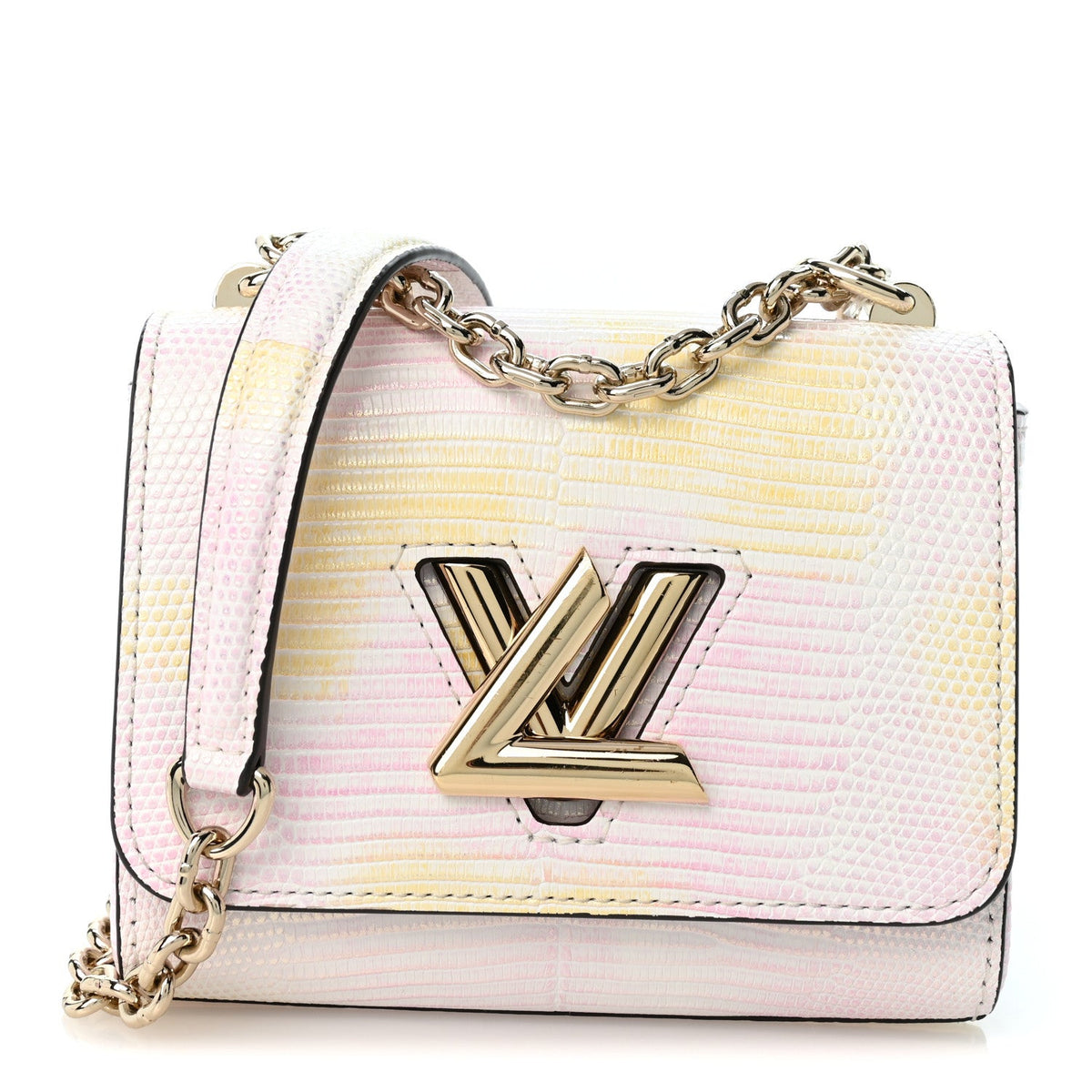 Iridescent Lizard Mini Twist Shoulder Bag Pastel Mirage