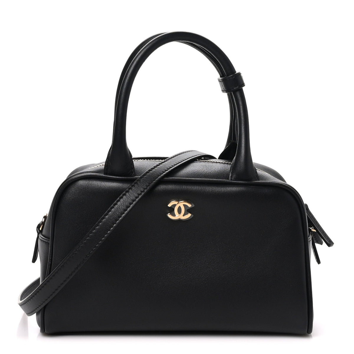 Calfskin Small Perfect Bowling Bag Black