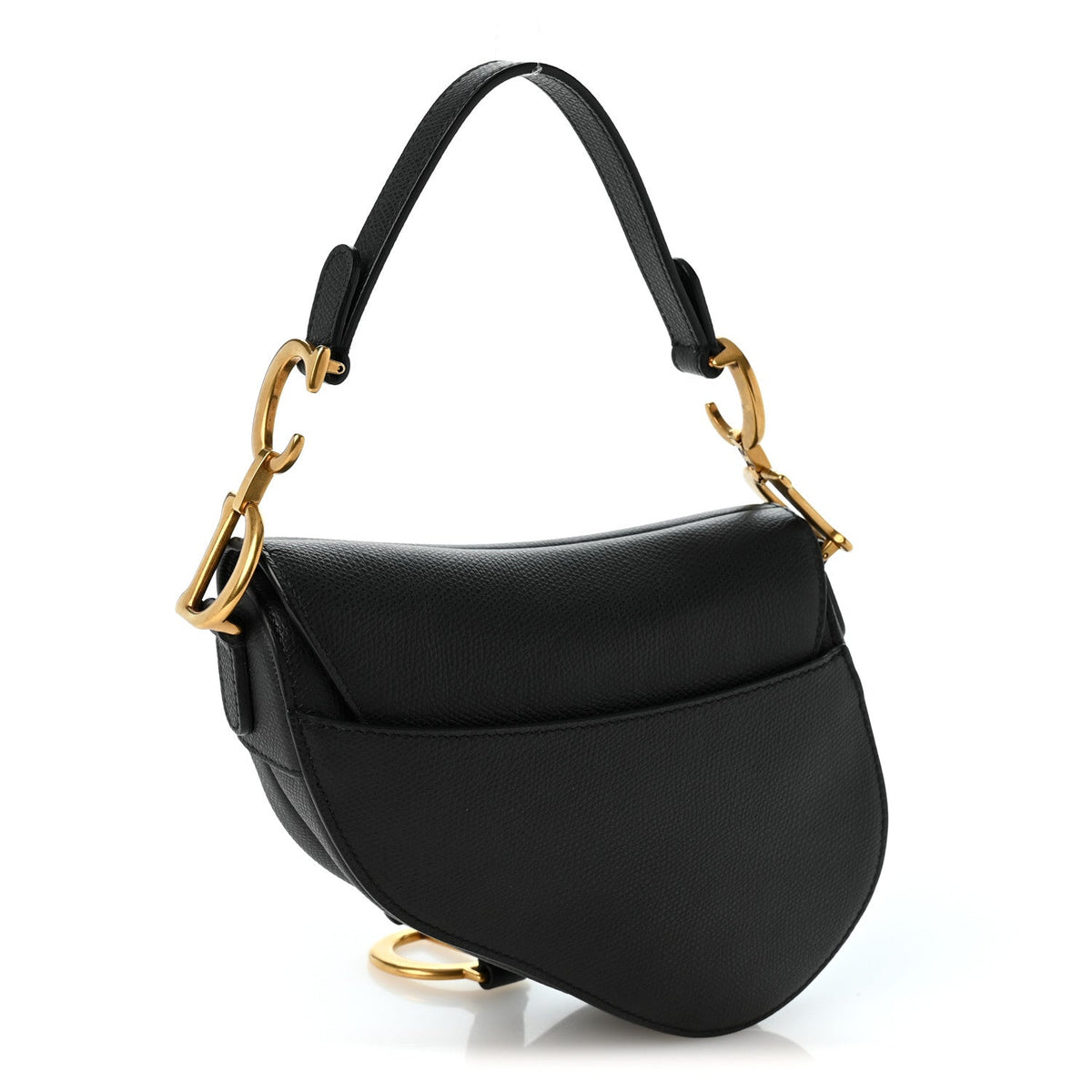 Grained Calfskin Mini Saddle Bag Black