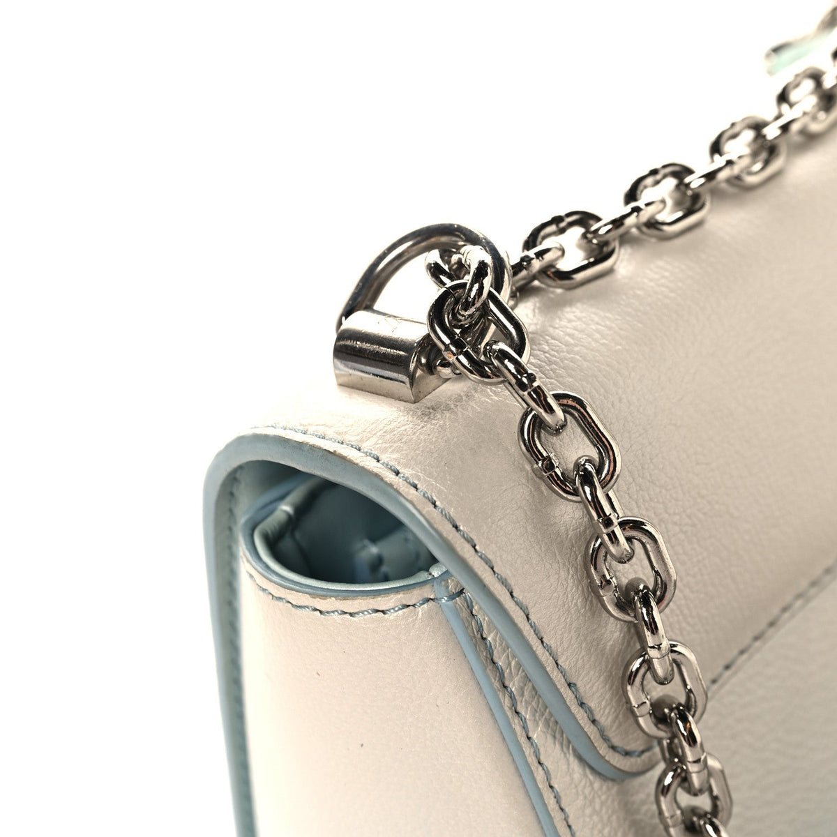 Calfskin Twist Chain Shoulder Bag PM Shaded Blue