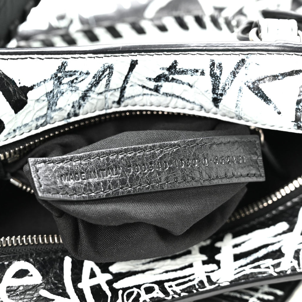 Agneau Arena Graffiti Neo Cagole Handbag XS Black White