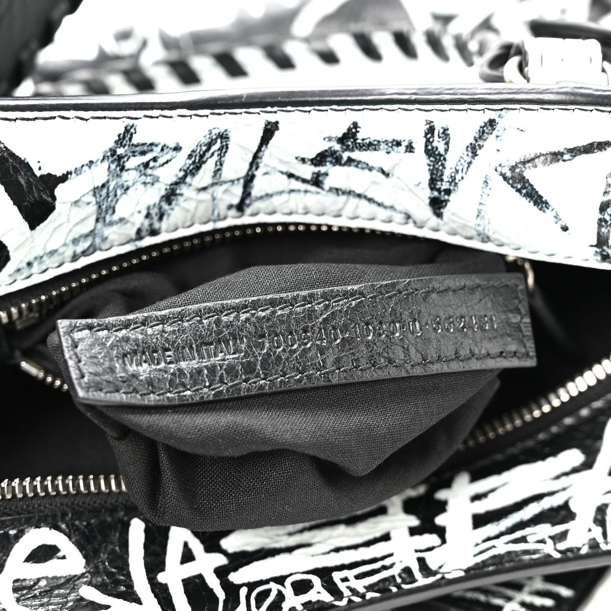 Agneau Arena Graffiti Neo Cagole Handbag XS Black White