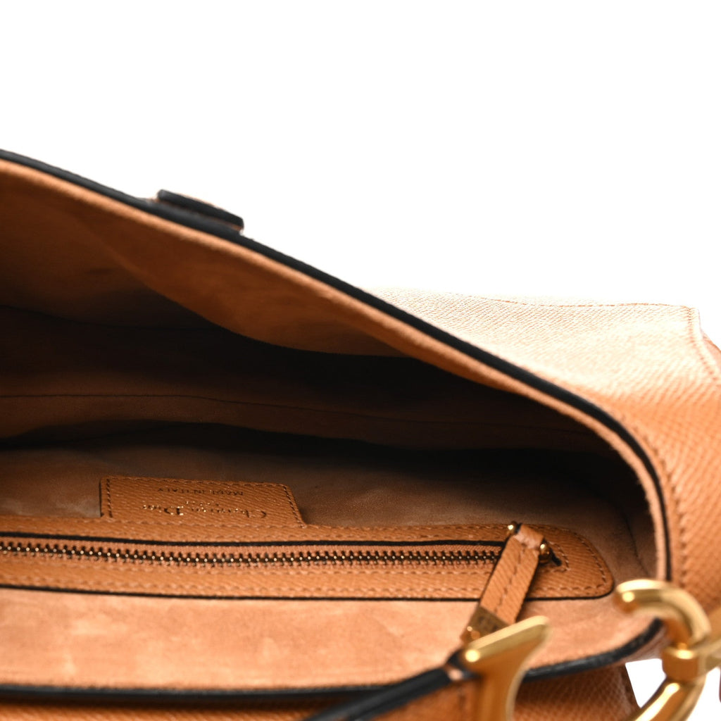Grained Calfskin Saddle Bag Camello