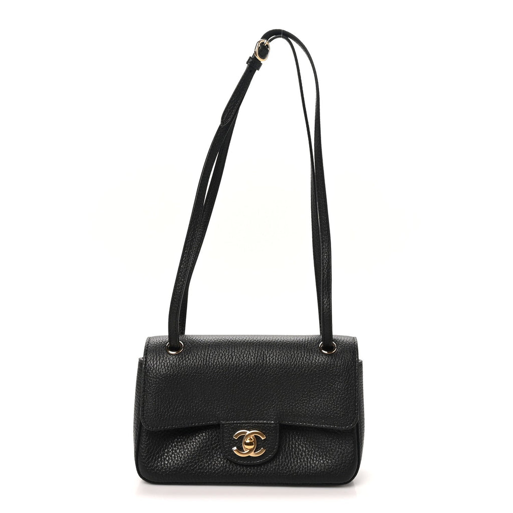 Grained Calfskin Mini Souplissimo Maxi Flap Black