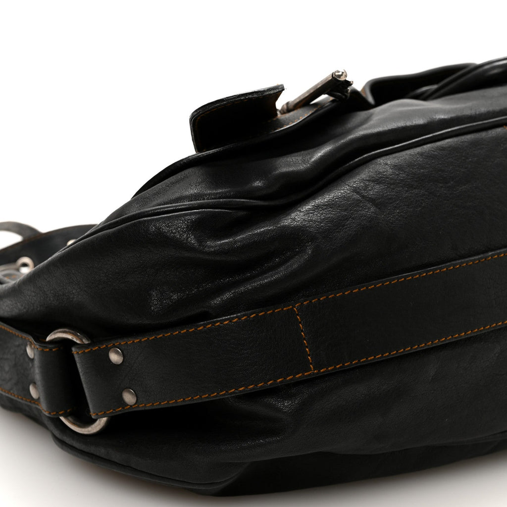 Calfskin Medium Gaucho Double Saddle Bag Black