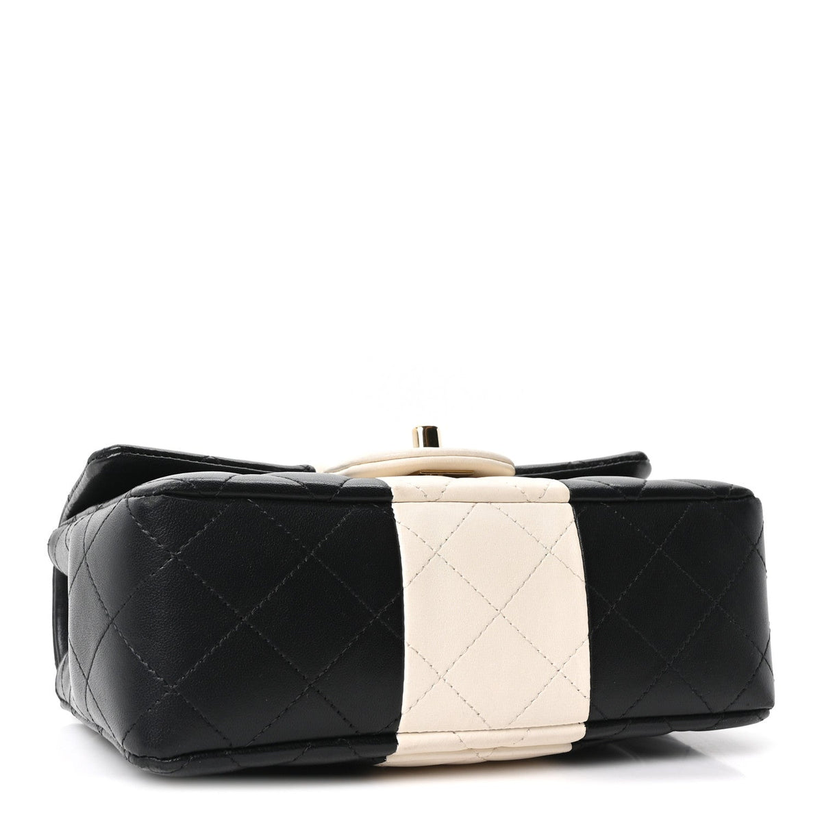 Lambskin Quilted Mini Rectangular Flap Black White