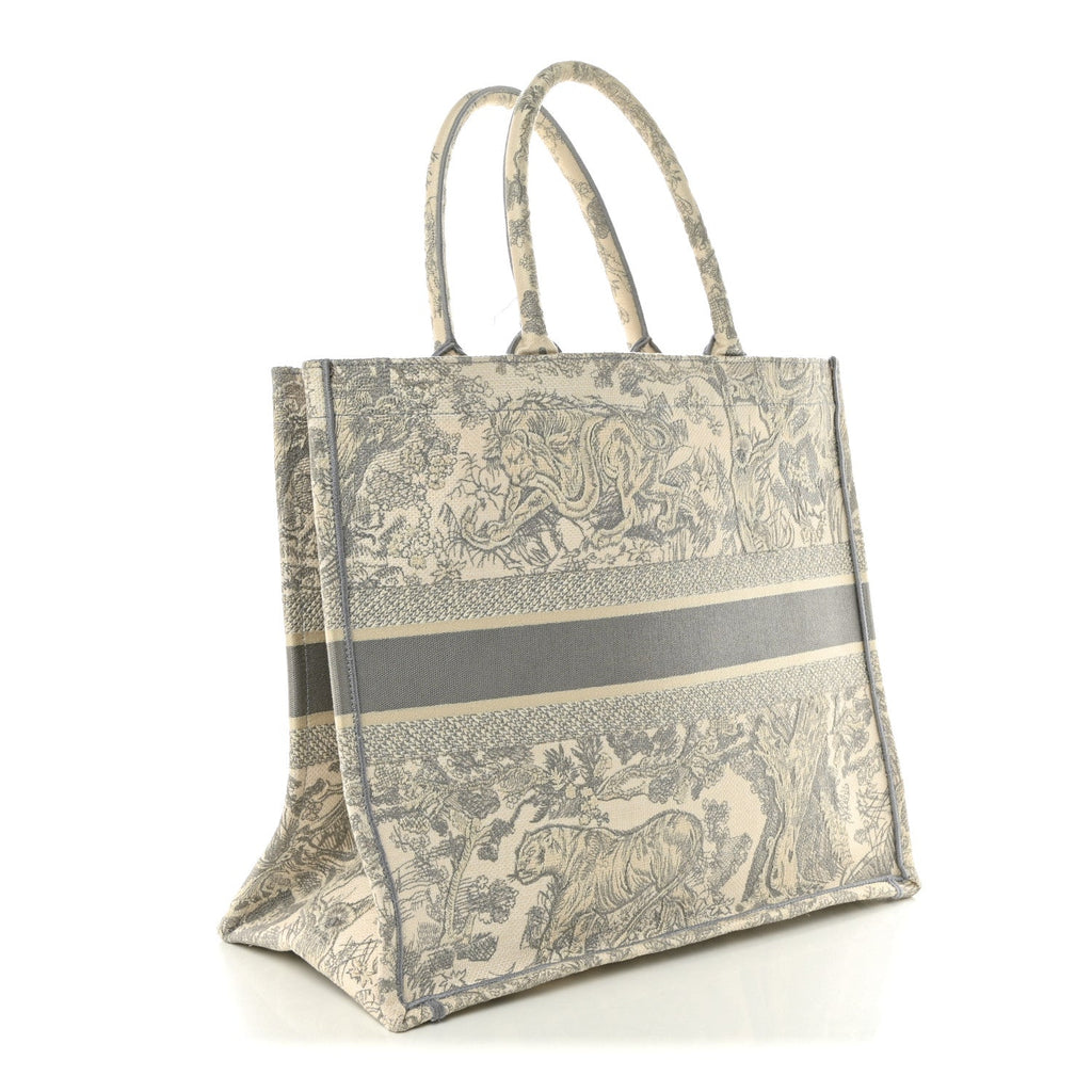 Canvas Embroidered Large Dioriviera Toile De Jouy Book Tote Gray