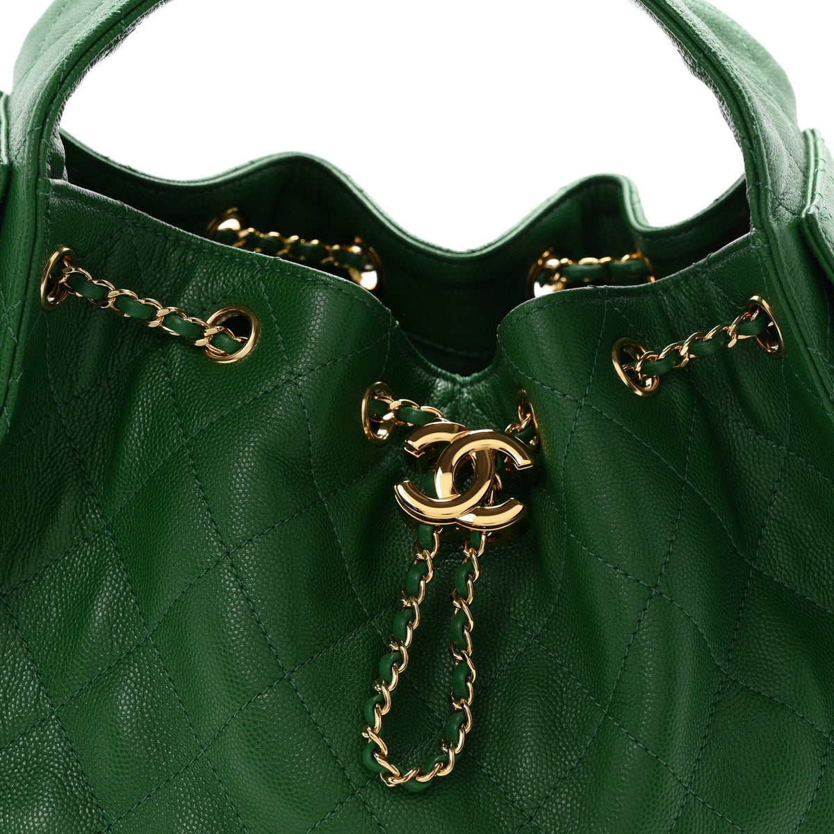 Caviar Quilted Small Chanel 25 Handbag Green