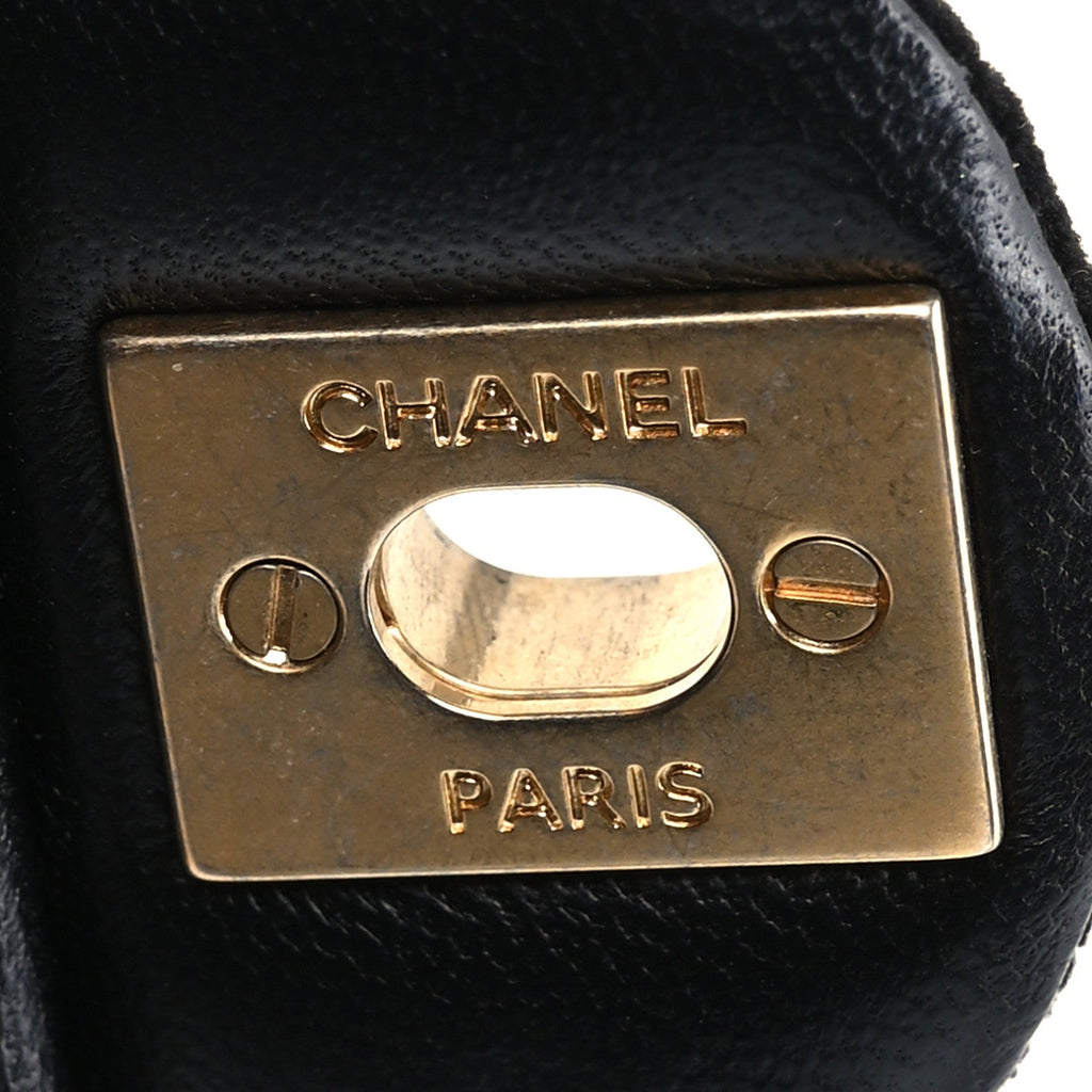 Velvet Pearl Mini Flap Bag Black