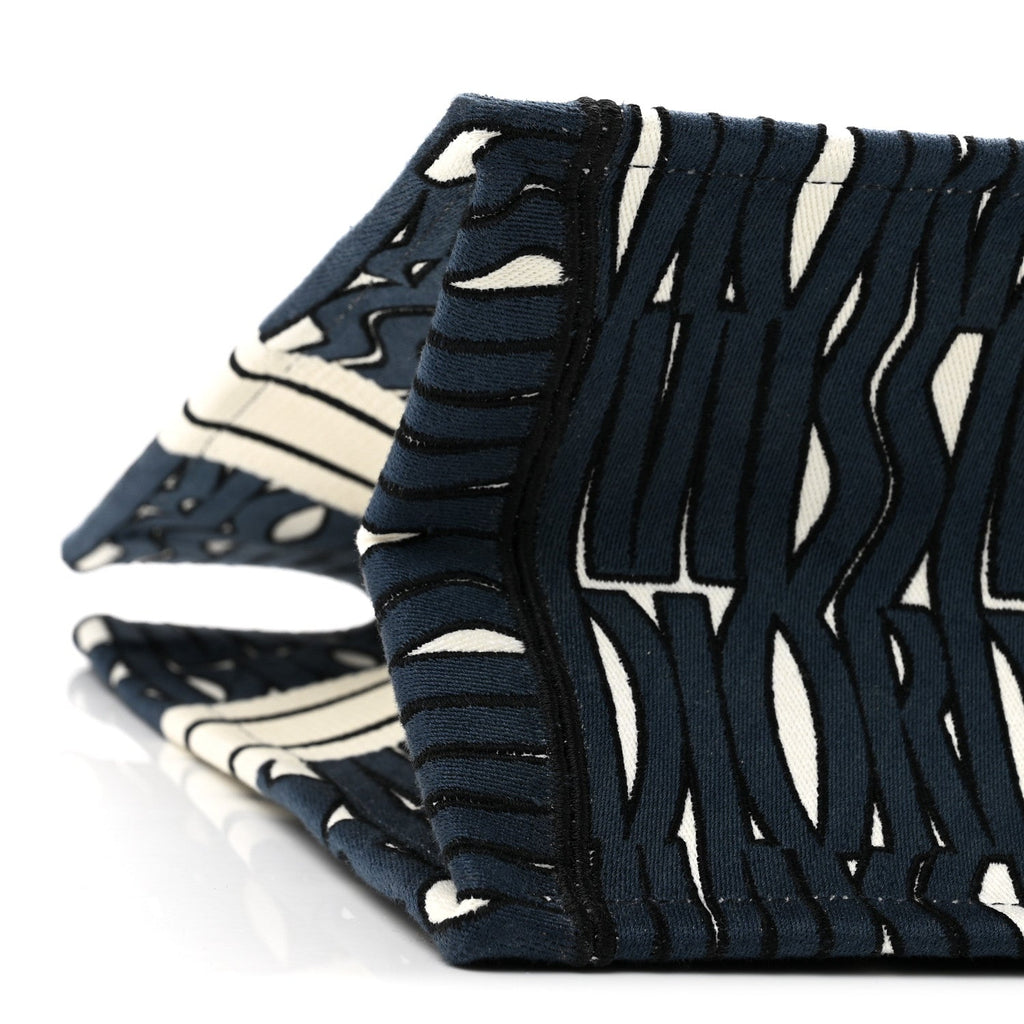 Canvas Embroidered Medium Miss Dior Graffiti Book Tote White Deep Blue