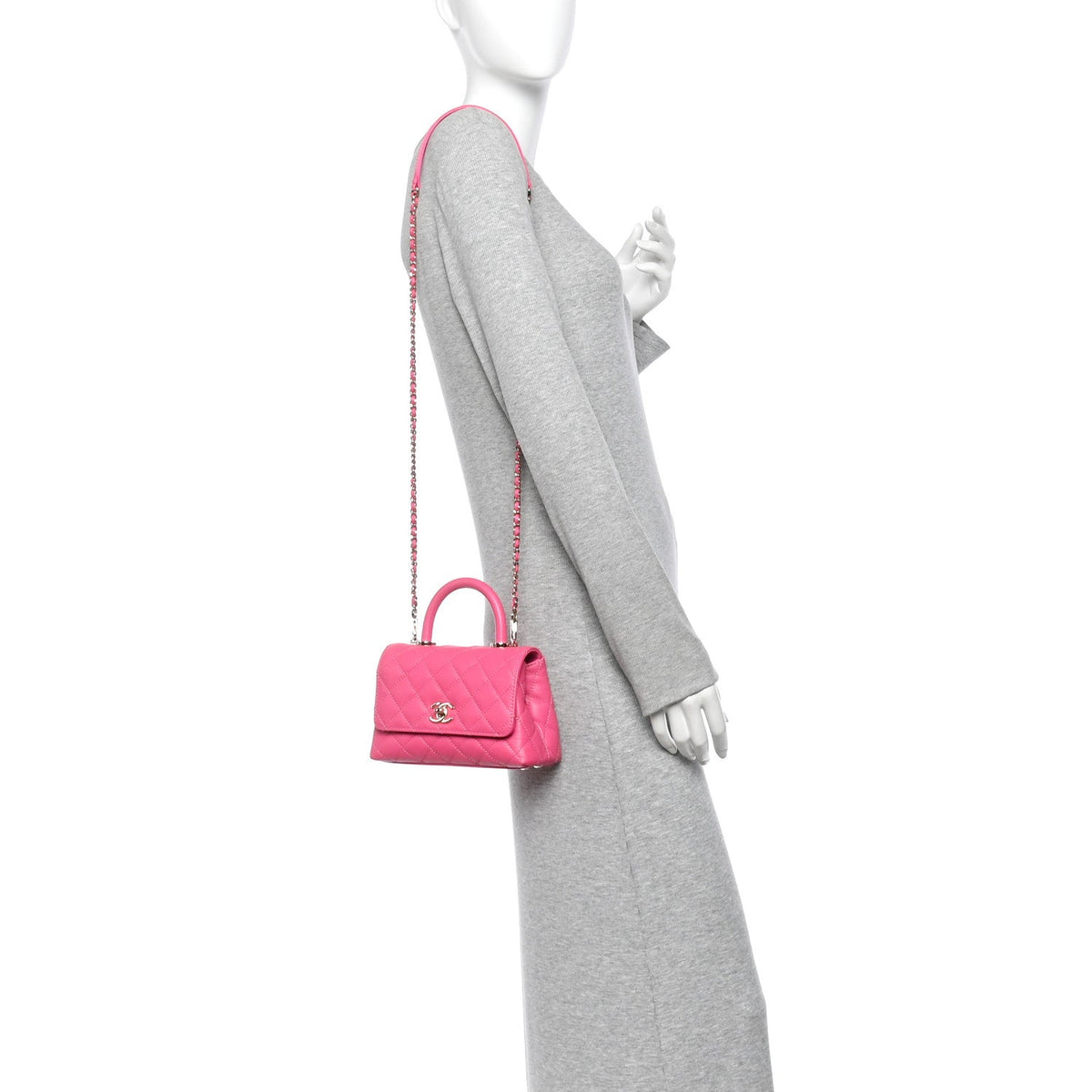 Caviar Quilted Lizard Embossed Extra Mini Coco Handle Flap Pink