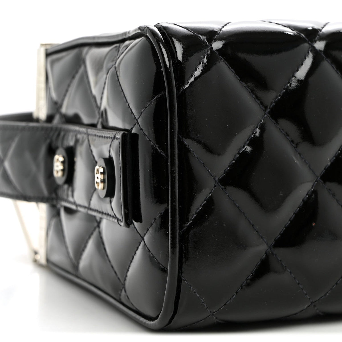 Patent Quilted Vanity Clutch Black