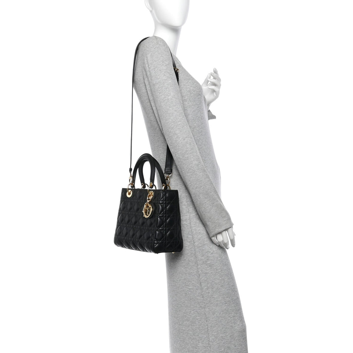 Lambskin Cannage Medium Lady Dior Black